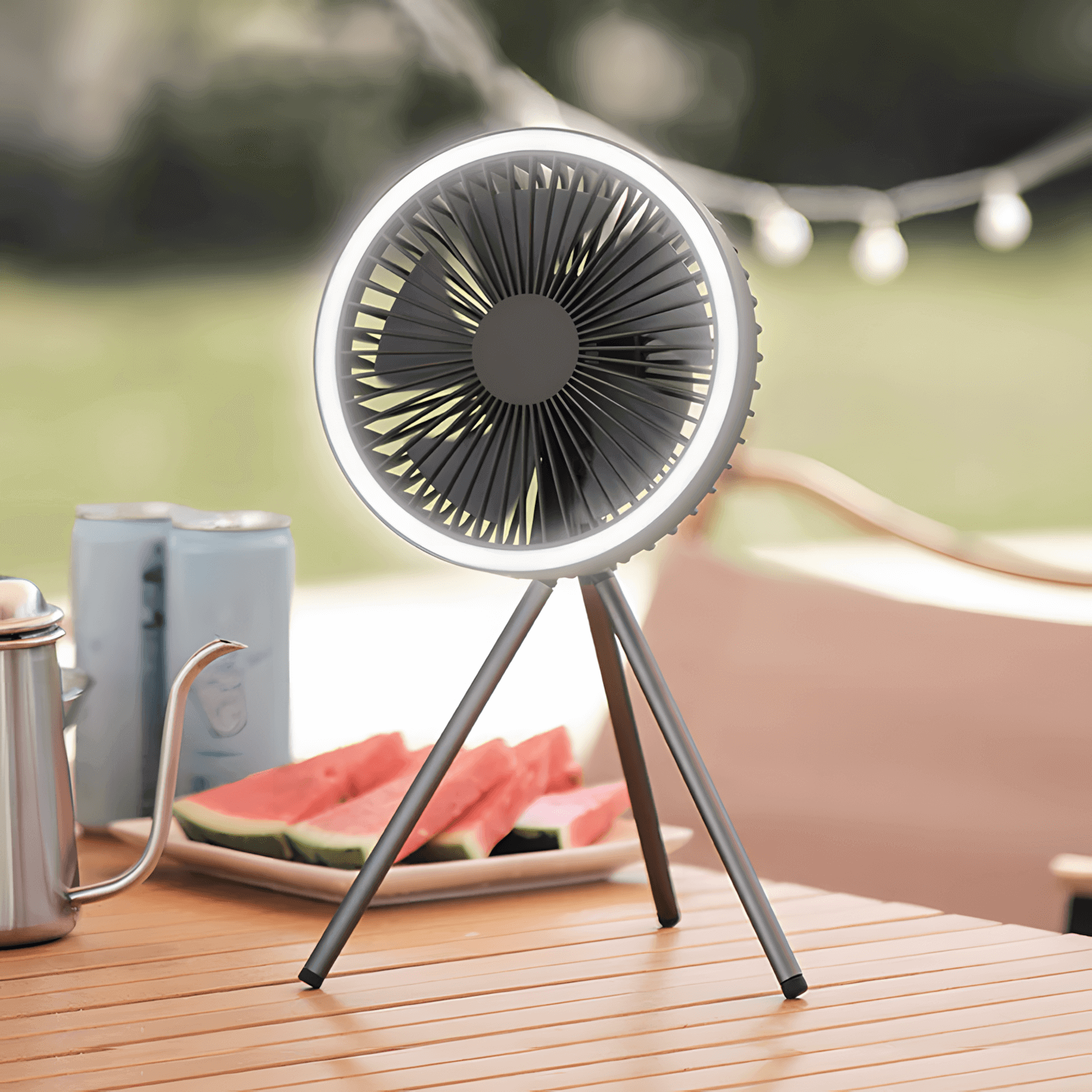 Multifunctional Camping Fan with LED Light - Image 4